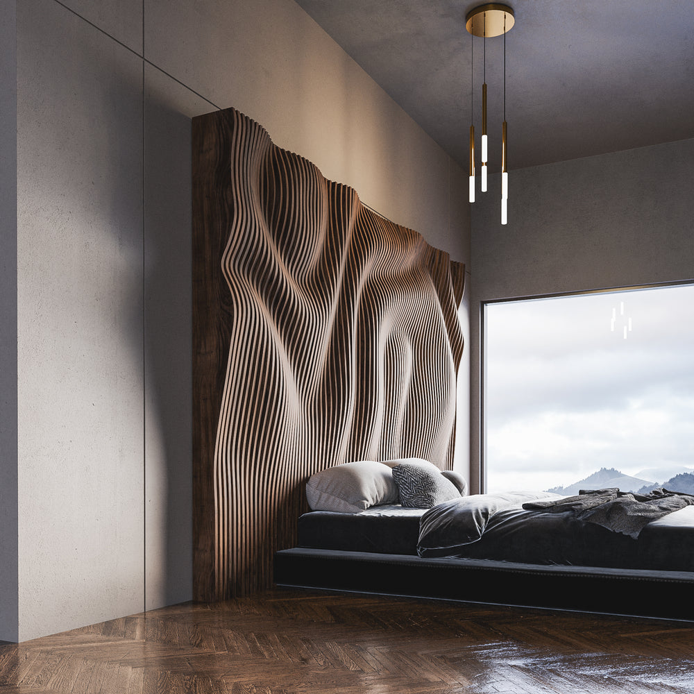 Parametric Wavy 3D Headboard Wall Art "Lucid" - The French Refinery