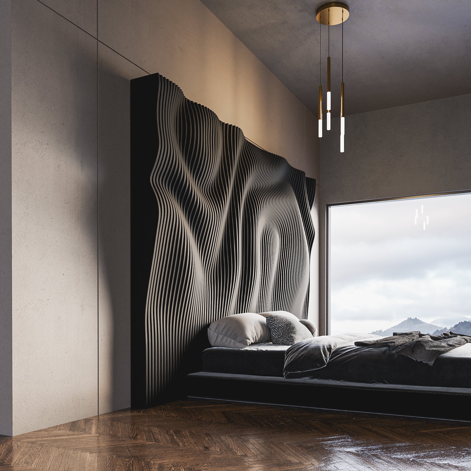 Parametric Wavy 3D Headboard Wall Art "Lucid" - The French Refinery